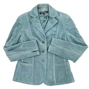 Anne Klein New York Women's Teal Blue Suede 3-Button Blazer Size 6